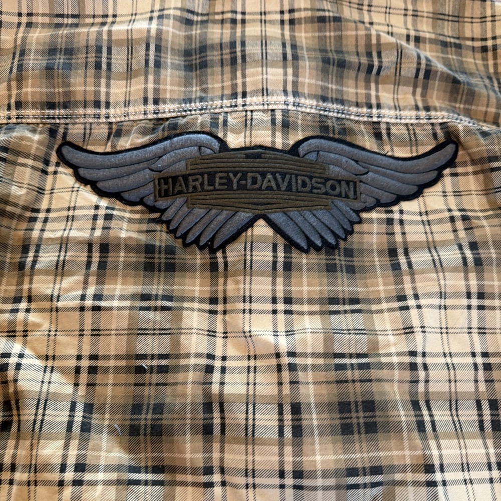 New Harley Davidson brown Plaid long Sleeve Collared Shirt , size 2XL
